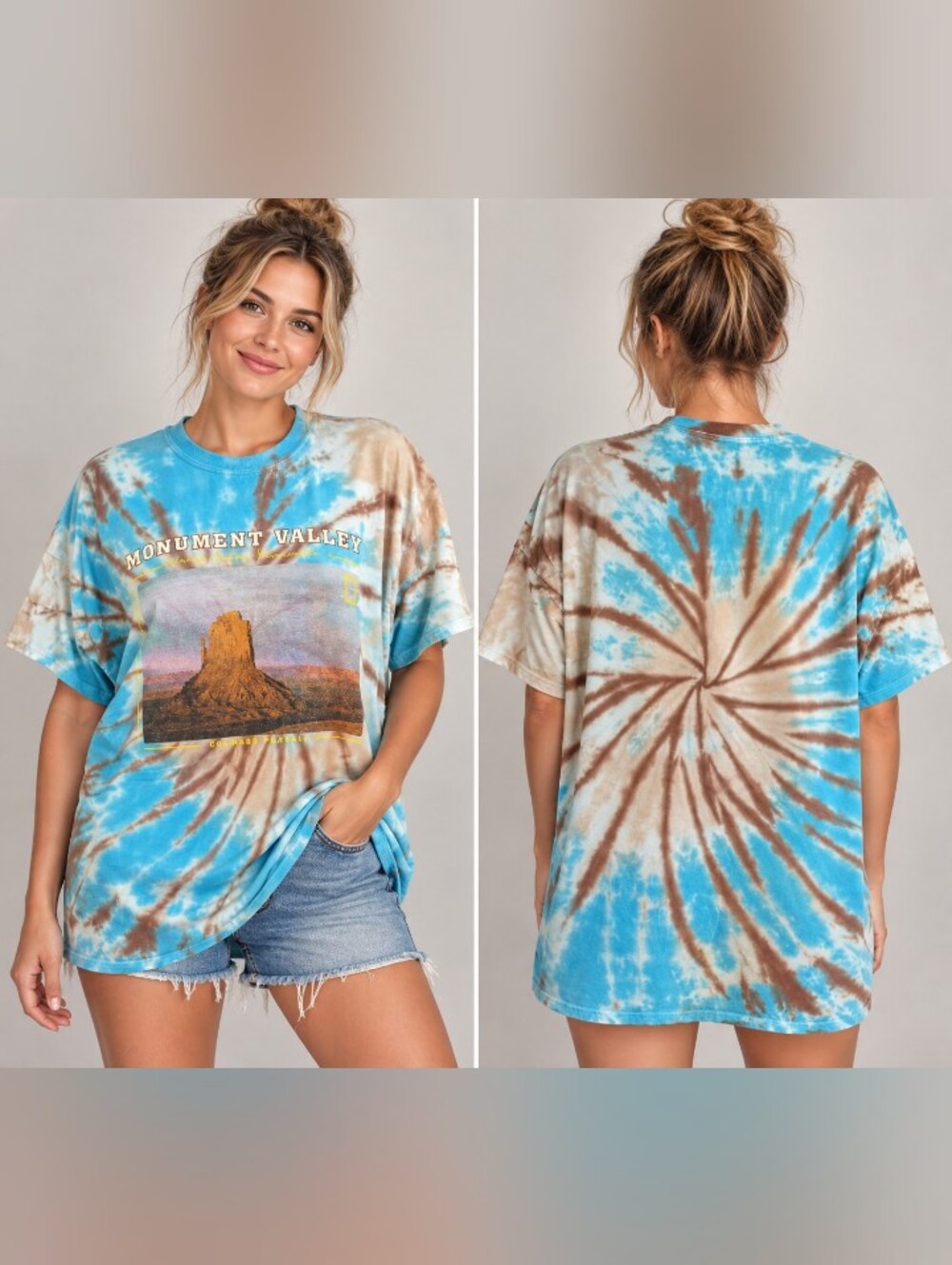 national geographic monument valley tie dye graphic tee xl western travel